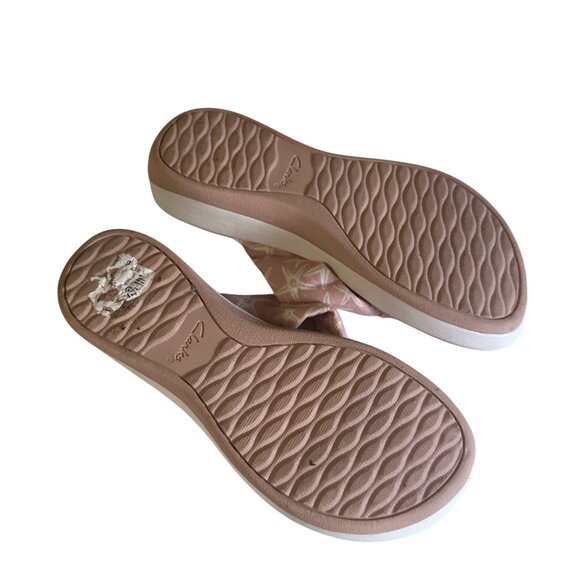Clarks Cloud Steppers pink thong flip flop starfish print size 7 - Picture 4 of 5